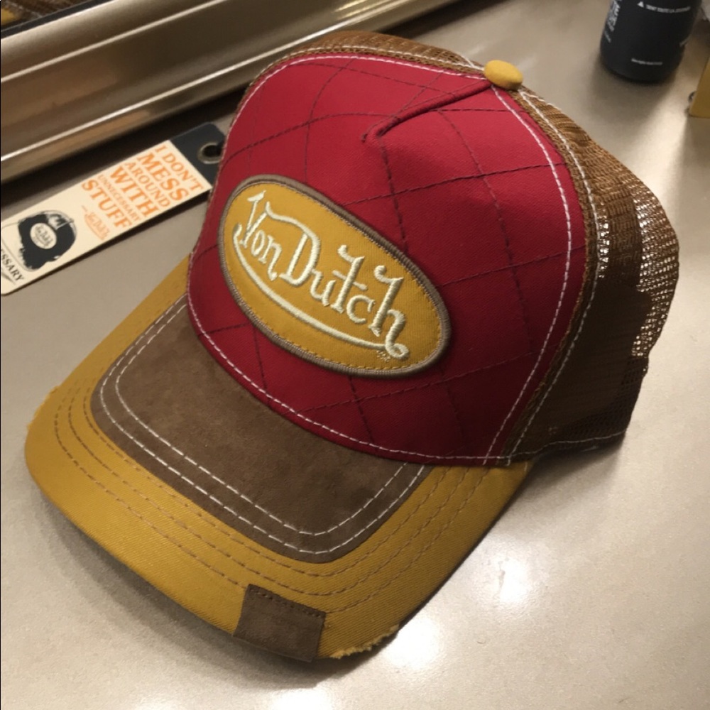 Burgundy & Yellow Von Dutch Cap